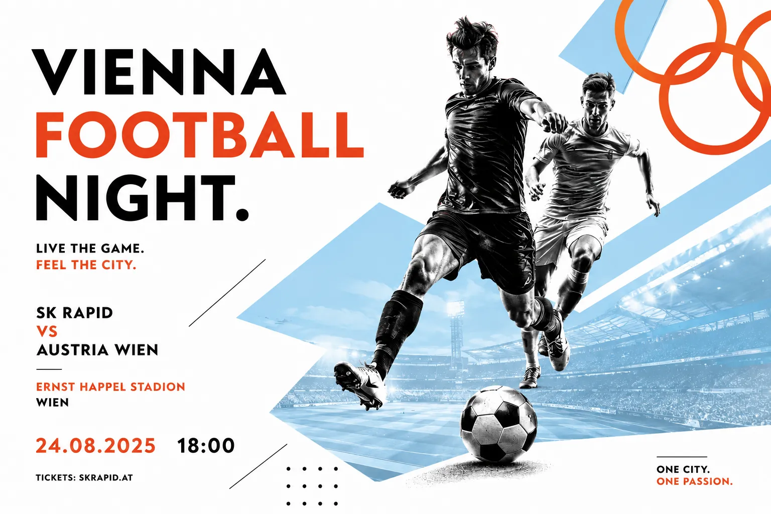 Poster application: Vienna Football Night, set in Journal Sans New
